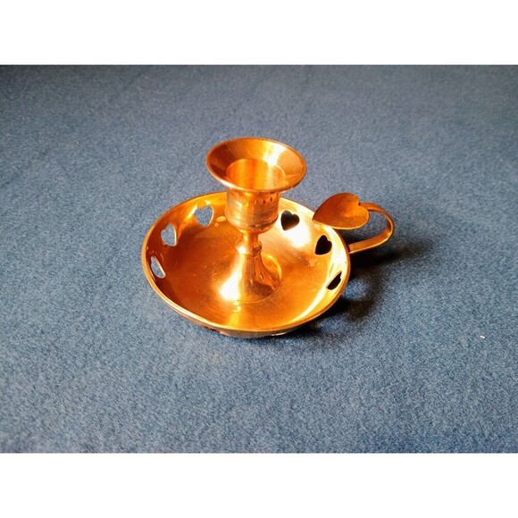 Other - Vintage Scandinavian Brass Mid-century Heart Border Candle Holder